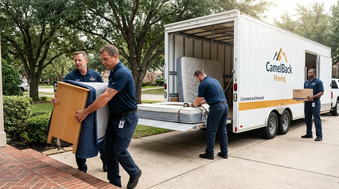 Crew loading residential truck for cross-state move from Belle Haven, VA