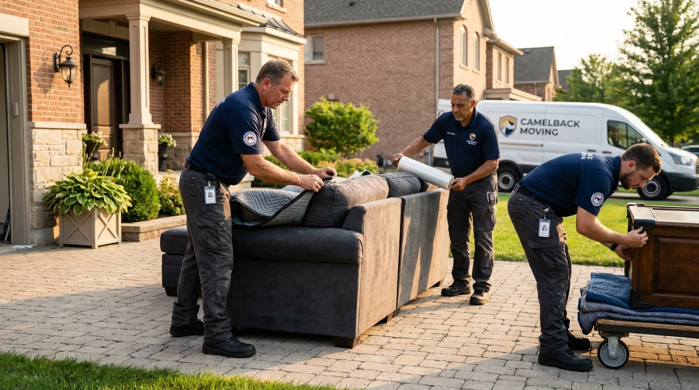 Large estate moving crew wrapping furniture in Belle Haven, VA
